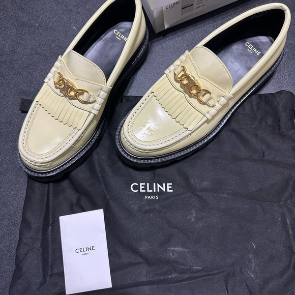 Celine Margaret Cream Chunky Triomphe Platform Loafers - Size 39 New with Box - Picture 2 of 14